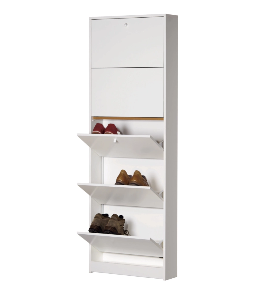 SCARPIERA BIANCA CON 5 ANTE, 62X182X18 CM